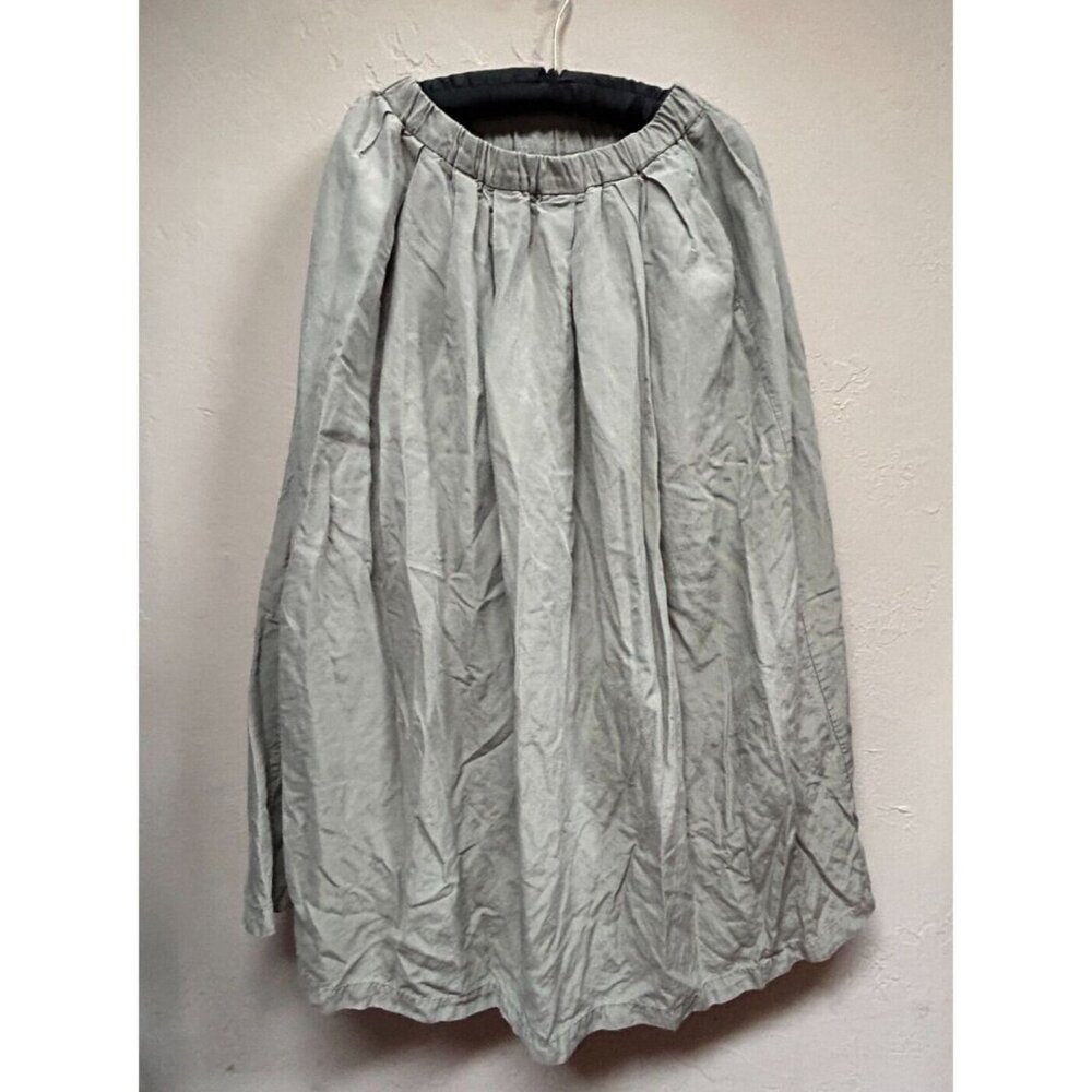 Fork & Spoon Pleated Linen Blend Midi Skirt Size One Beige Elastic Waist Lined